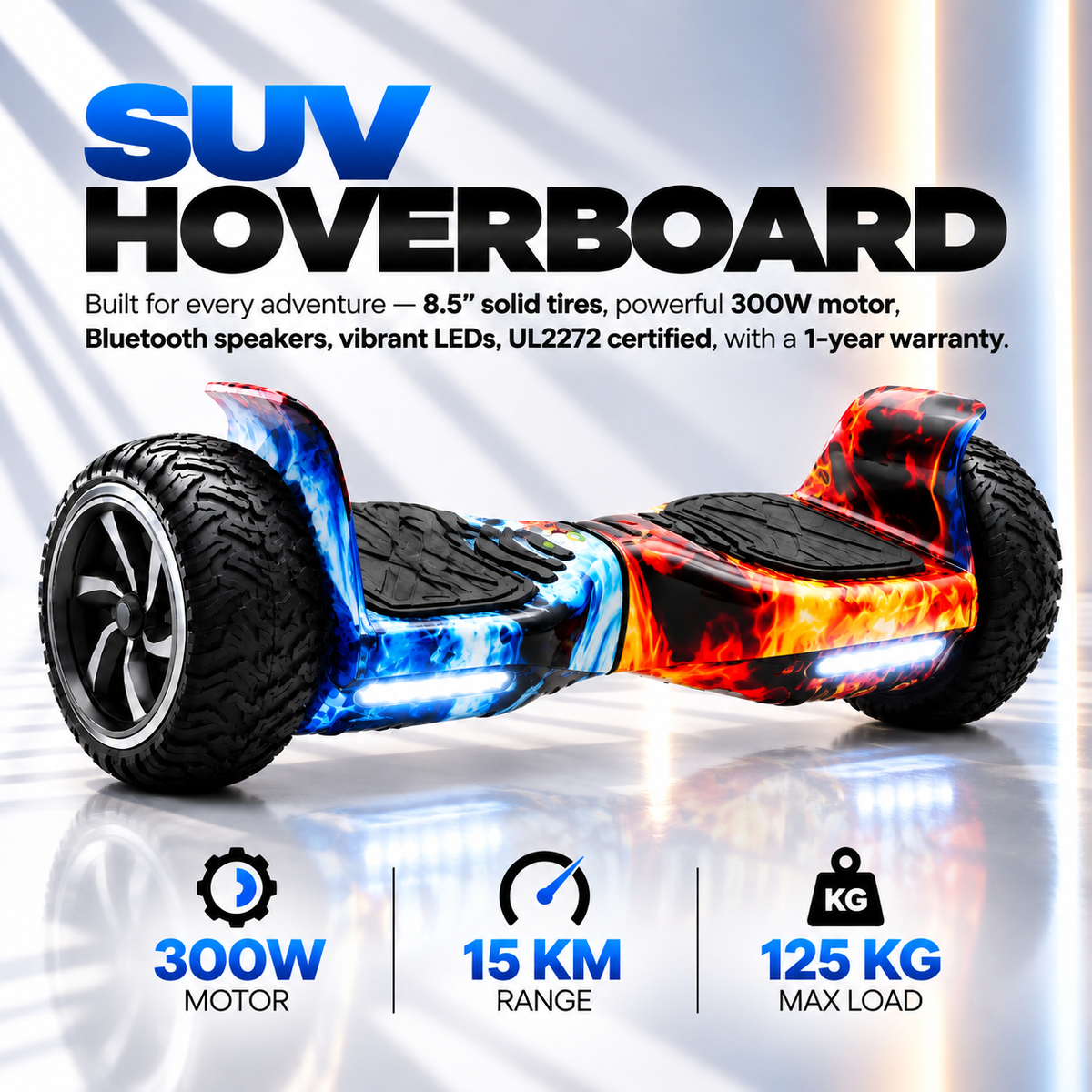 OFF - ROAD SUV HOVERBOARD ( RED & BLUE FLAME EDITION )
