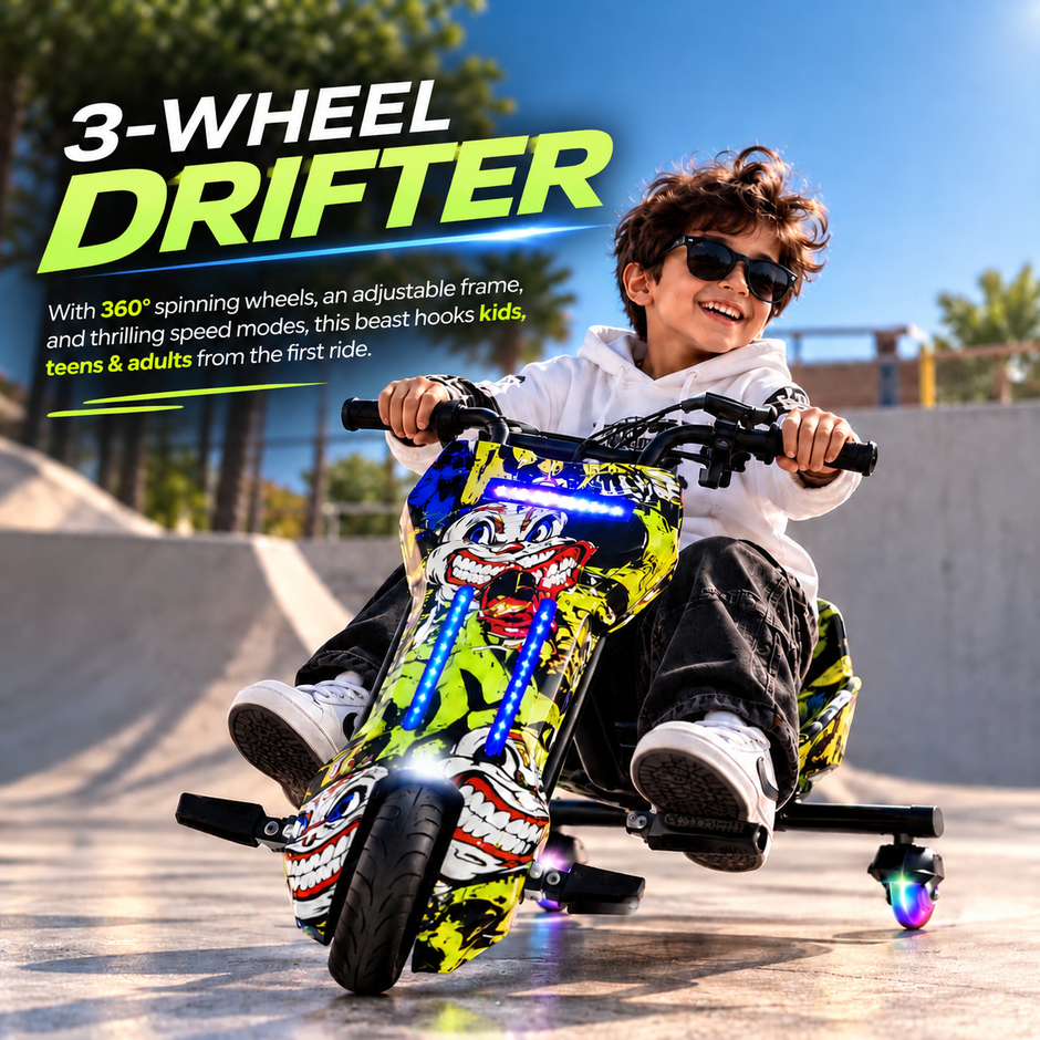 DRIFT X - 3-WHEEL 360° DRIFT SCOOTER - ( GRAFFITI POP EDITION )