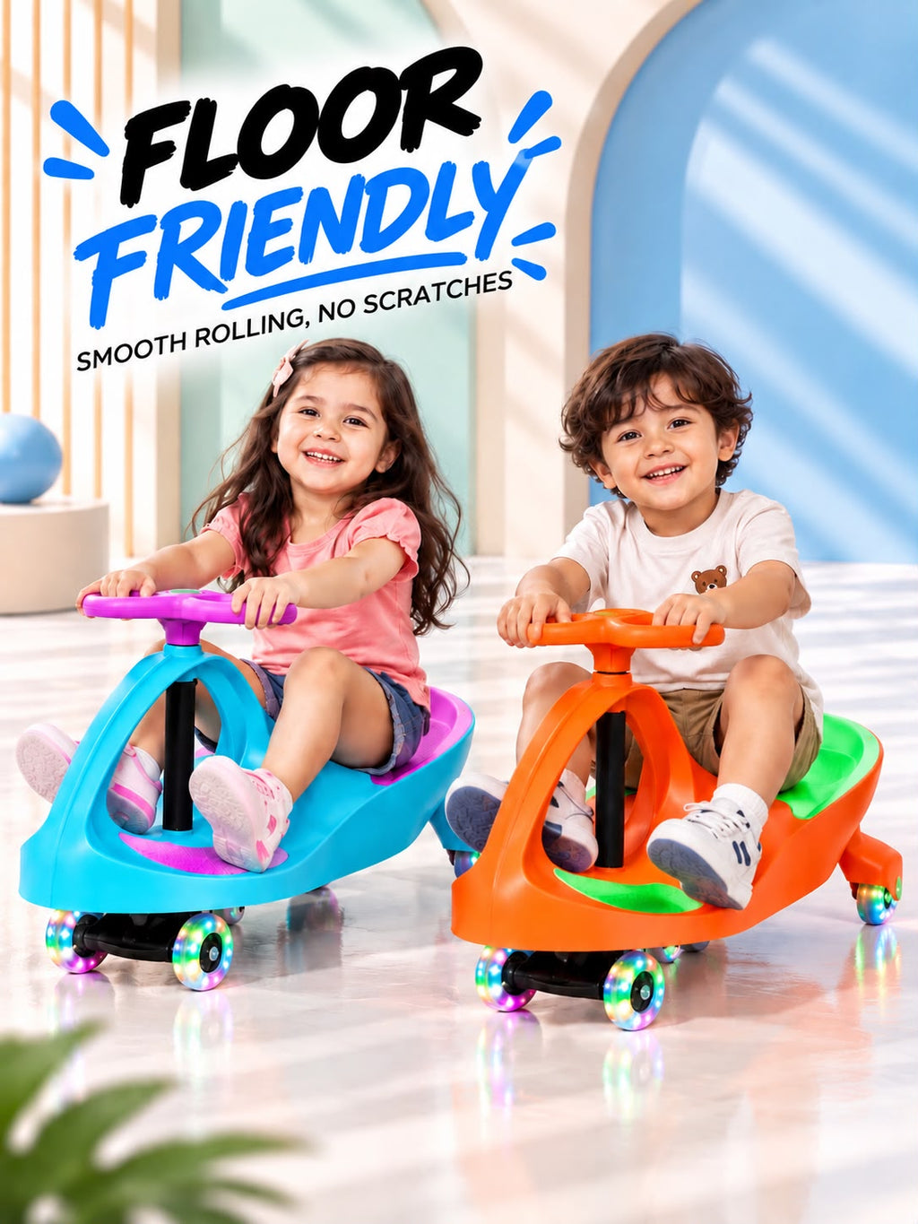 Tygatec Ride On Swing Car for Kids - Orange & Green