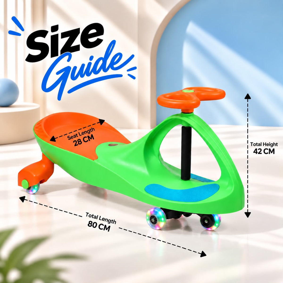 Tygatec Ride On Swing Car for Kids - Orange & Green