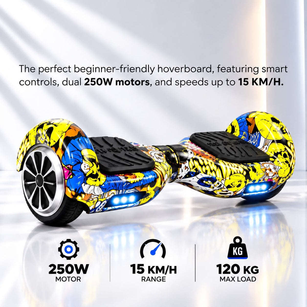 Hover Go Balancing Hoverboard App connectivity - Yellow Blue Black Dipper